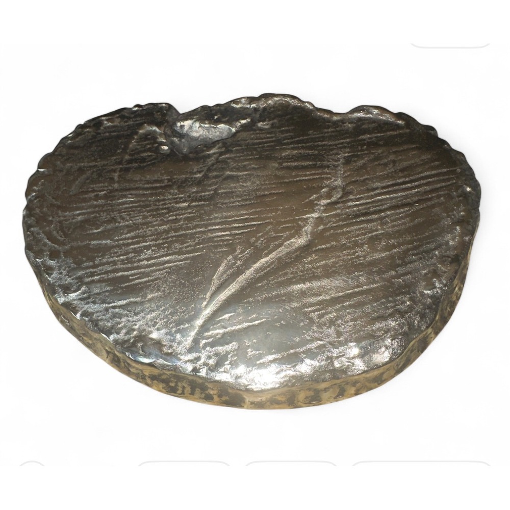 Z‎ Gallerie Woodgrain Platter Plate Silver Finish Decorative Tray
